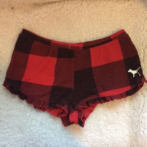 VS Pink plaid ruffled sleepwear shorts